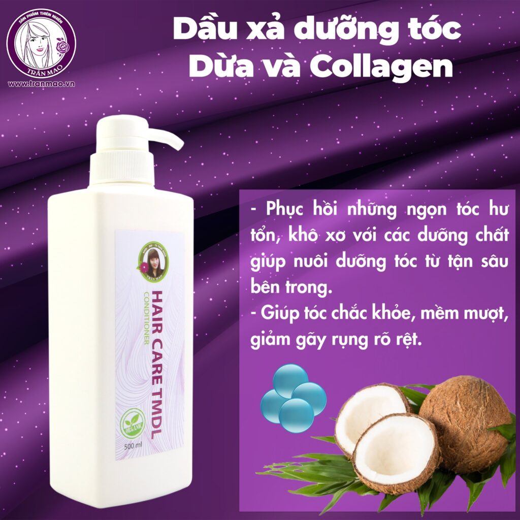 Dầu xả dưỡng tóc dừa và collagen 500ml